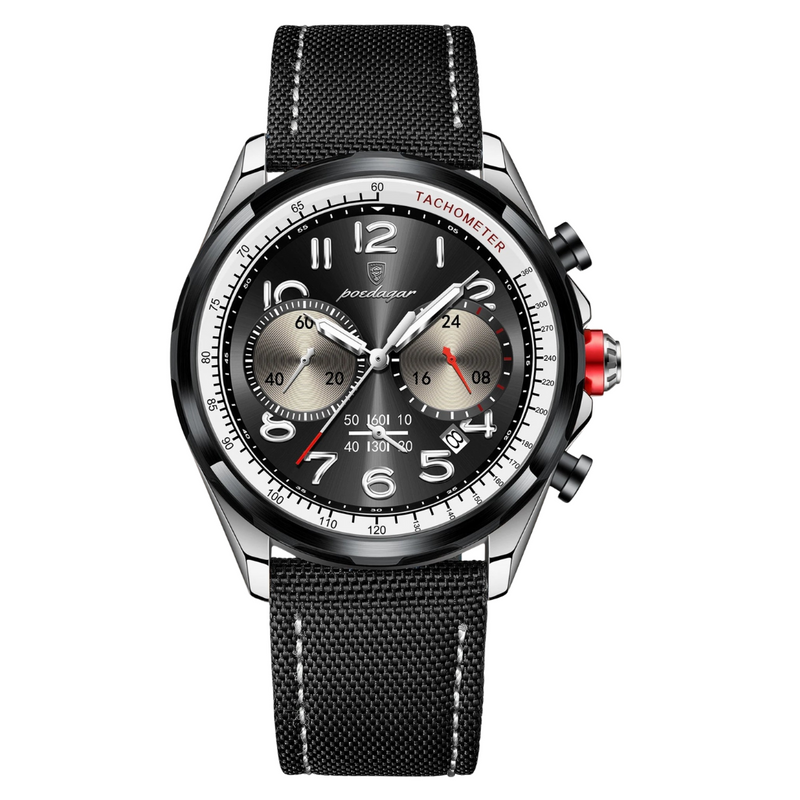 Poedagar Men's Leather Watch + 48% OFF + Fre Shipping + Gift